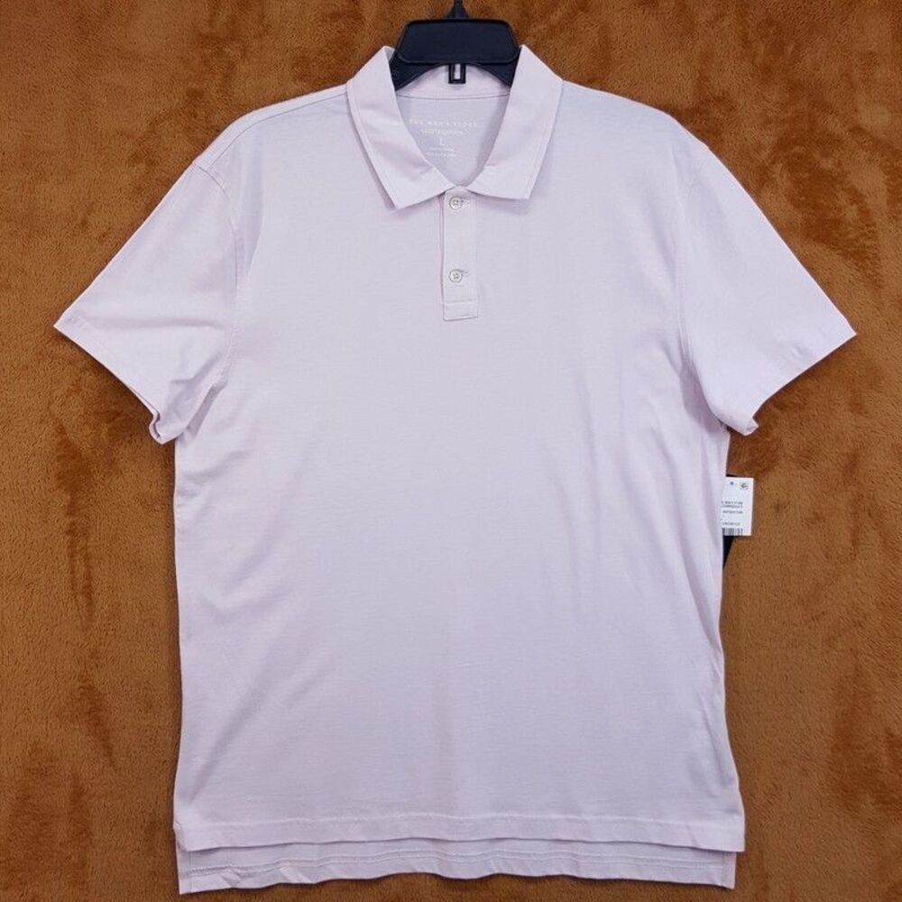 BLOOMINGDALES Polo Shirt Mens Large Light Pink Supima Cotton Pullover - Picture 2 of 5